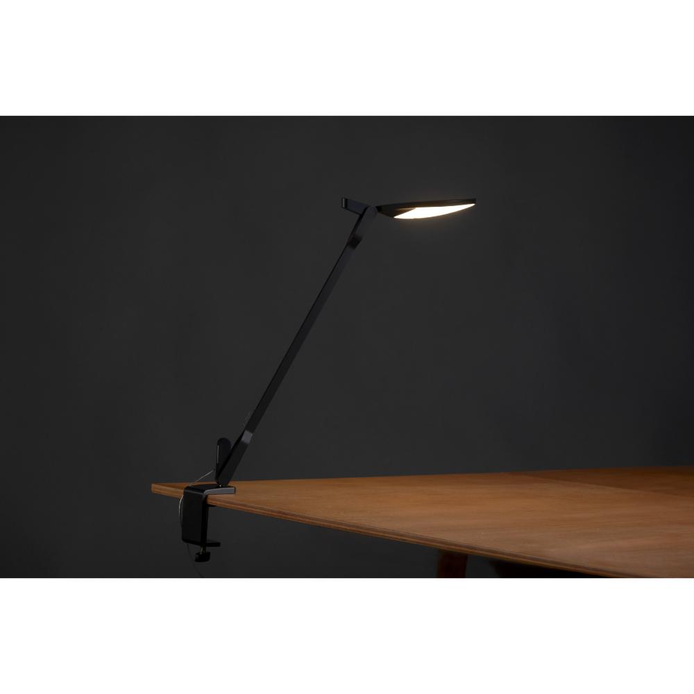 Koncept Lighting SPY-W-MTB-USB-CLP Splitty Desk Lamp with one-piece desk clamp, Matte Black